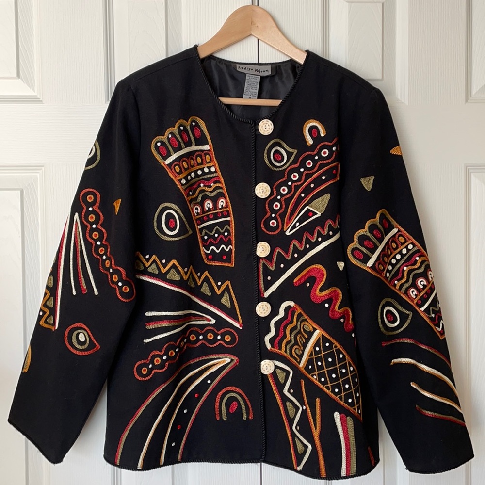 Indigo Moon Tribal Art Design Jacket